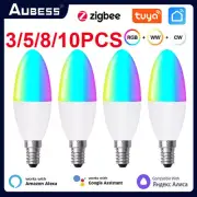 Aubess Tuya E14 Smart ZigBee Candle Light Bulb European Light Bulbs RGB LED WW L