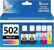 DEEIYUER 502 Ink Refill Bottles ET-2850 ET-3850 ET-15000 ET-4850 502 Ink Compatible for ET 2850 ET 3850 ET-4760 ET-2760 ET-3830 ET 15000 ET 4850 ET-3843 2750 4750 3750 Printer