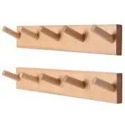 2 Pack Coat Rack Wall Mount, 17 Inch Coat Hooks for Hanging, Wooden Wall