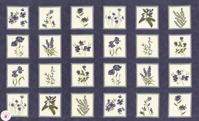 Moda WILD IRIS Purple Iris Florals HOLLY TAYLOR Quilt Fabric PANEL 24" x 44"