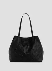GUESS Women's Black Logo Vikky 2 in 1 Tote Bag