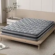Lavio 200cm x 150cm Spring Mattress Knitted Fabric Pocket Fire-Resistant Material Bed Memory Egg Crate Foam Tight Top Medium Firm Coil Bedding - 15Yrs Warranty, 22CM Thick