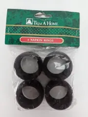 Vintage Trim A Home 4 Napkin Rings Deep Red Purple Velvet KMart in Package