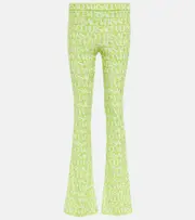 [Versace] Versace Logo velvet flared pants AU 12 green