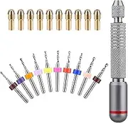 Hand Drill Bits Set with 10Pcs Micro Chuck Collet Compact Multipurpose for Carving Resin Twisting Lightweight