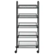 5 Trays Bakers Rack Kitchen Trolley Wheels Cart Storage Shelf Organiser