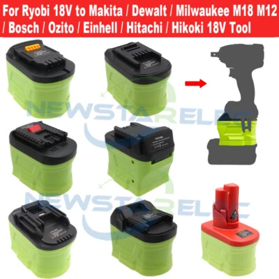 Adapter for Ryobi 18V Battery to Makita Milwaukee Ozito Dewalt Hikoki 18V Tool