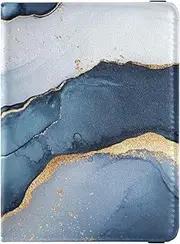 [Amooorous] Marble Silver Navy Blue Leather decorative passport holder for travel Vaccine Case Protector Cover Passport Cover Holder Wallet Case Waterproof, Marble Silver Navy Blue, 1 size