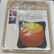 Vtg 70s Mod Caron Sun Spot Latch Hook Retro Pillow Canvas Pattern MCM Circle NOS