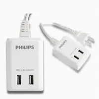 在飛比找PChome24h購物優惠-PHILIPS USB智慧快充電源線1.8M(6尺)白色 S