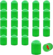 Ziciner 25 PCS Tire Valve Stem Caps, Plastic Car Tyre Valve Cap with O Rubber Seal, Dustproof Airtight Seal Wheel Stem Covers, Universal Accessories for Cars, SUVs, Bicycles,Trucks (Green)