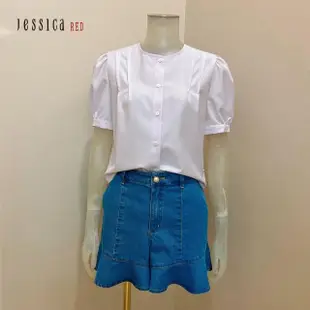 【Jessica Red】甜美氣質圓領公主短袖造型上衣823133（淺紫）