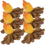 Miniature Bonfire Model Resin Fire Pit Set 6 Pieces Garden Ornaments Fake Campfire for Boys and Girls Decorations