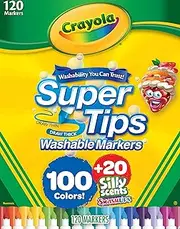 Crayola Super Tips Bulk Marker Set (120 Count), Washable & Scented Markers for Kids, Markers for School, Back to School Supplies [Amazon Exclusive]