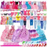 50Pcs Mini Barbie Dolls Dress Shoes Clothes and Accessories Set Girls Toy Gifts