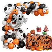 105pcs Balloon Garland Kit: Orange & Black with Ghost Skull Balloons for Nightmare Before Christmas, Day of the Dead, Baby Shower. Perfect for Christmas, Halloween Decor