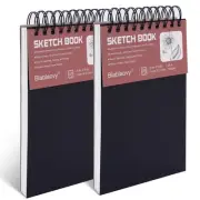2 Pack Sketch Book, 5.5" x 8.5" Sketchbook with 100 Sheets (68lb/100gsm), Dra...