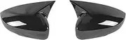 Wing Mirror Cover Car Side Rearview Wing Mirror Cover Caps Shell Trim OX Horn Style for VW for Polo MK5 6R 6C 2009-2017 Accessories Cap Side Mirror Covers(Color:Bright Black)