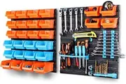 43 Piece Wall-Mounted Tool Parts Garage Storage Bin Rack Unit Shelving Organizer