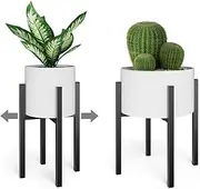 Adjustable Plant Stand, Portable Flower Pot Stand, Modern Flower Pot Holder, Metal Planter Stand, Flower Potted Plant Holder Display for Indoor and Outdoor (Black)