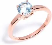 [HIMALYA QUARTZ] Women's Engagement Ring 925 Sterling Silver Natural Stone Ring With Round Shape Cut Stone Sky Blue Topaz Gemstone Ring