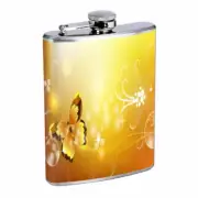 Yellow Butterfly Em1 Flask 8oz Stainless Steel Hip Drinking Whiskey