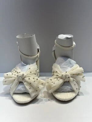 Loeffler Randall Camellia Bow Pearl Broderie Sandals Womens 6 B
