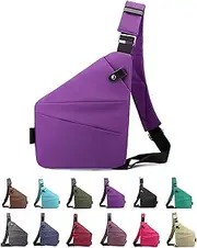 [WUIJHIKC] Anti Theft Travel Bag, Slim Sling Bag, Cross Body Bag for Women & Men (Violet, Right Shoulder)
