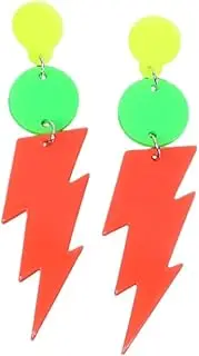 [QRH] 80s Neon Earrings Colorful Retro Flash Lightning Earrings Acrylic Thunder Drop Dangle Earrings 80s Prom Party Jewelry