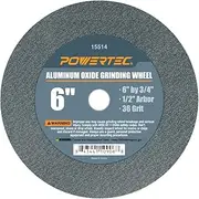 POWERTEC 15514 Bench and Pedestal Grinding Wheels, 6 Inch x 3/4 Inch, 1/2 Arbor, 36 Grit, Aluminum Oxide Bench Grinder Wheel for Bench Grinder