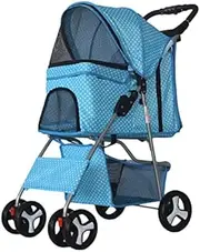 Dog Stroller, pet Stroller for Small Medium Dogs & Cats Foldable Dog Jogging Cage Stroller Travel Carrier with Cup Holder and Storage Basket