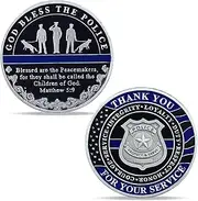 Thin Blue Line Police Challenge Coin Police Dog K9 Coin God Bless The Police Prayer Coin