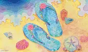 Toland Home Garden 800001 Beach Flip Flops Summer Door Mat 18x30 Inch Beach Outdoor Doormat for Entryway Indoor Entrance