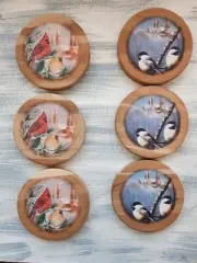 Wood Trivet, Hand Crafted, Decoupage, Winter, Birds, Cheese Board