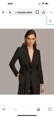 Donna Karan New York Women's Tie-Front Jacket Black Size 10 Office Cocktail