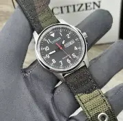 NEW✅DAY DATE✅ Citizen Eco-Drive Garrison Camouflage Nylon Men's Watch BM8188-01E