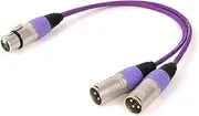 ROBAUN 0.29M-10M Y-Splitter 3Pin Female to Dual Male Color, Microphone Adaptr Cable(FMMSLVT,1m)