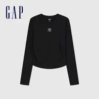 在飛比找momo購物網優惠-【GAP】女裝 Logo圓領長袖T恤 女友T系列-黑色(88