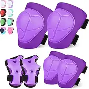 FIODAY Knee Pads for Kids Knee and Elbow Pads Wrist Guards Adjustable Protective Gear Set for Girls Boys Inline Skating Biking Skateboard Scooter Knee Pads