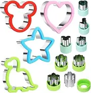 12PCS Cookie Cutter Set, Mouse & Dinosaur & Heart & Star Shapes Sandwich Cutters Cookie Cutters Vegetable Cutters, Food Grade Cookie Cutter Stamps Mold Decorate Food for Kids