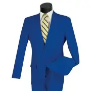 LUCCI Men's Royal Blue 2-Button Classic-Fit Poplin Polyester Suit - NEW