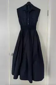 SCANLAN THEODORE Parachute Cotton Midi Shirt Dress Navy SOLD OUT New US8/AU12
