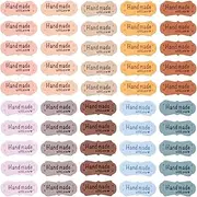 MEZOKUCEL 50Pcs Handmade Leather Sewing Labels Tags Rectangle and Flower Shape Labels Art Woven Tag Colorful for DIY Jeans Bags Shoes Hat Clothing Knitting(50Flower Shape)