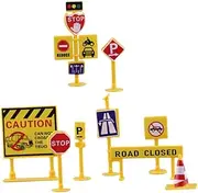 HOOTNEE 1 Set Miniature Traffic Road Sign Educational Simulation Roadblocks for Early Learning Traffic Safety Play Lightweight and