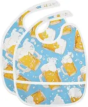 Cotton Baby Bibs and Burp with Snap 2 Pack Burping Teething Orange Wheat Beer baberos cloud island para bebes