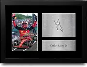 HWC Trading FR A4 Carlos Sainz Jr Ferrari Gifts Printed Signed Autograph Picture for F1 Formula 1 Racing Fans - A4 Framed