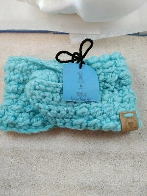 HANDMADE CROCHETED HEADBAND INNER WEAVE INFANT SIZE BLUE