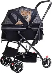 Pet pram for Small Dogs and Cats,pet Strollers for Dogs 25kg,Doggy Buggy Trolley,4 Wheels Foldable cat pushchairs cart,Swivel Wheels,Safety leashes,Outdoor Pets Travel Carriage