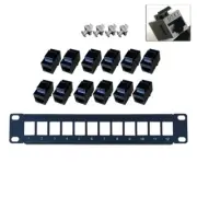 12 Port Straight-throu CAT6 Patch Panel RJ45 Network Cable Adapter Keystone