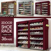 36 Pairs Shoes Cabinet Storage Shoe Rack with Cover Portable Wardrobe AU